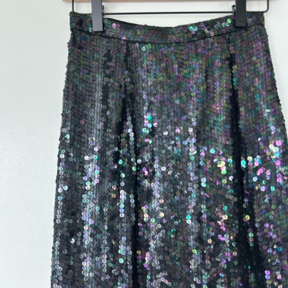 Vintage‎ 80's 90's Iridescent Sequin Skirt | 100% Silk Lined Made in India - Picture 5 of 11